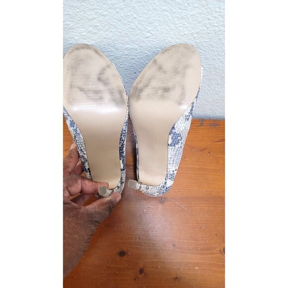 Steve Madden Kicking Natural Snake Print Peep Toe Stiletto Booties With Zipper C - Picture 7 of 11